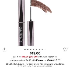 Huda Beauty eyebrow gel colour mascara